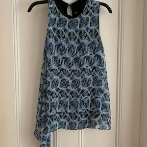 Rachel Roy Blue/Black/White Womens Size Medium Blouse